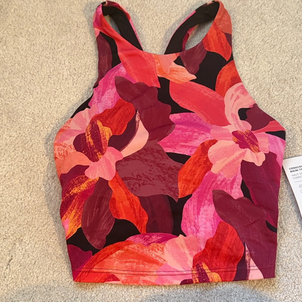 Athlete Floral Racerback Crop Bikini top- never worn. Size Small